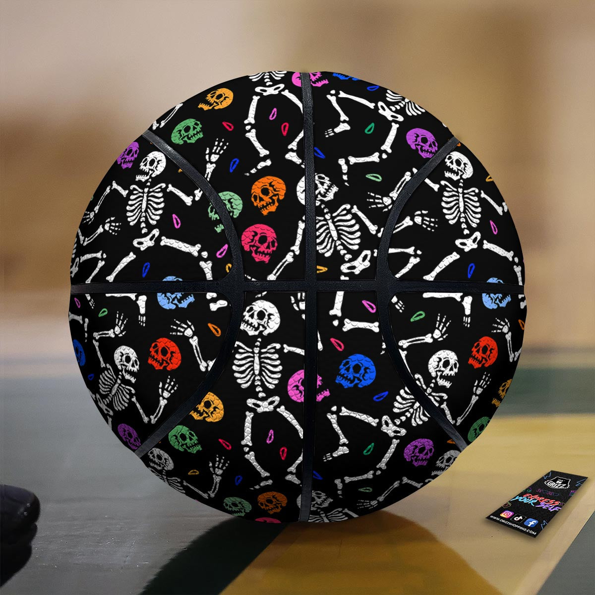 Skeleton Dancing Trippy Print Pattern Basketball