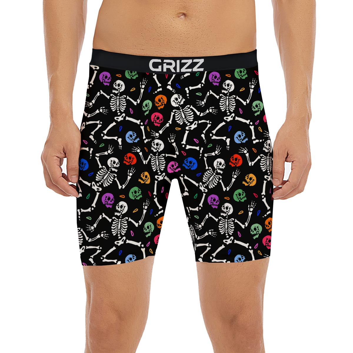 Skeleton Dancing Trippy Print Pattern Boxer Briefs-grizzshop