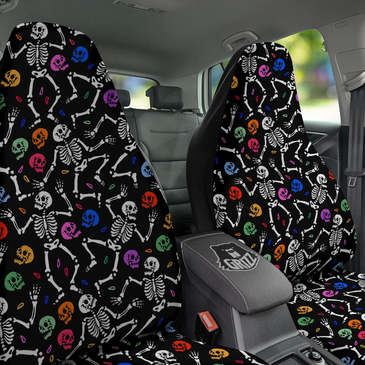 Skeleton Dancing Trippy Print Pattern Car Seat Covers-grizzshop