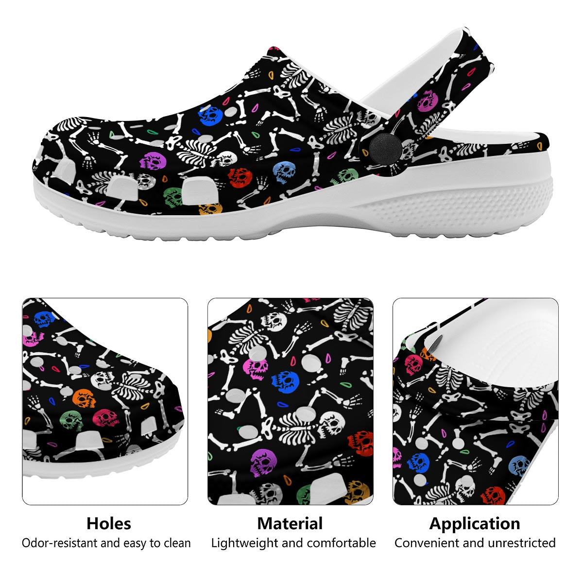 Skeleton Dancing Trippy Print Pattern Clog-grizzshop