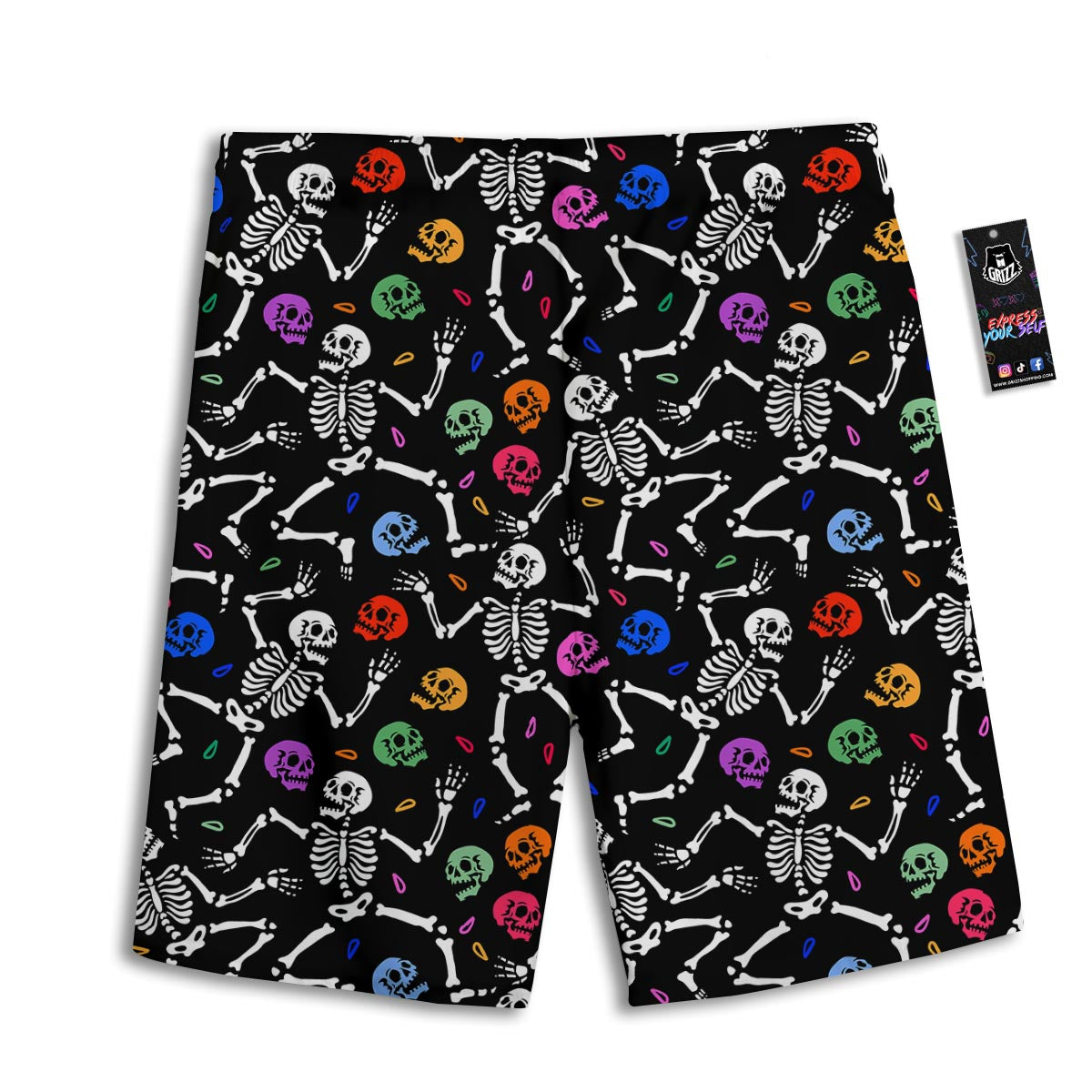 Skeleton Dancing Trippy Print Pattern Men's Athletic Shorts