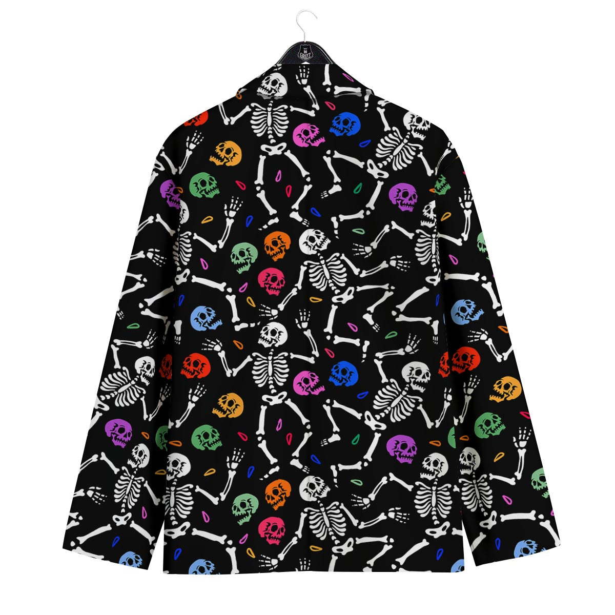 Skeleton Dancing Trippy Print Pattern Men's Sport Coat-grizzshop