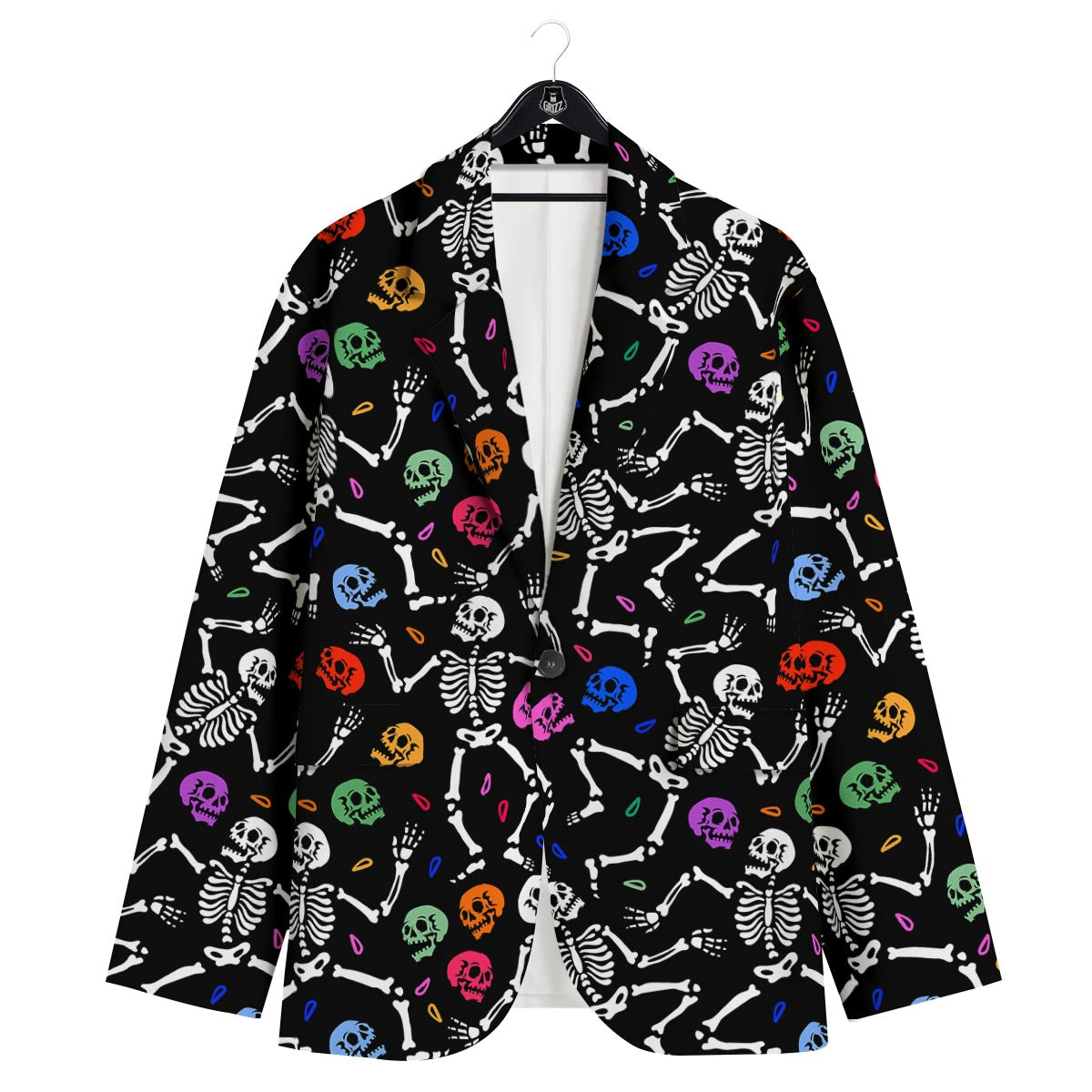 Skeleton Dancing Trippy Print Pattern Men's Sport Coat-grizzshop