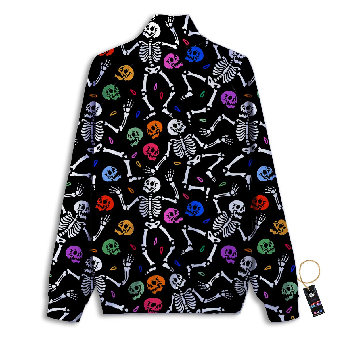Skeleton Dancing Trippy Print Pattern Track Jacket-grizzshop