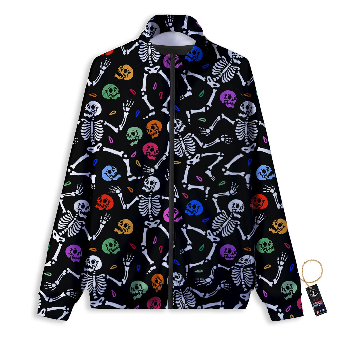 Skeleton Dancing Trippy Print Pattern Track Jacket-grizzshop