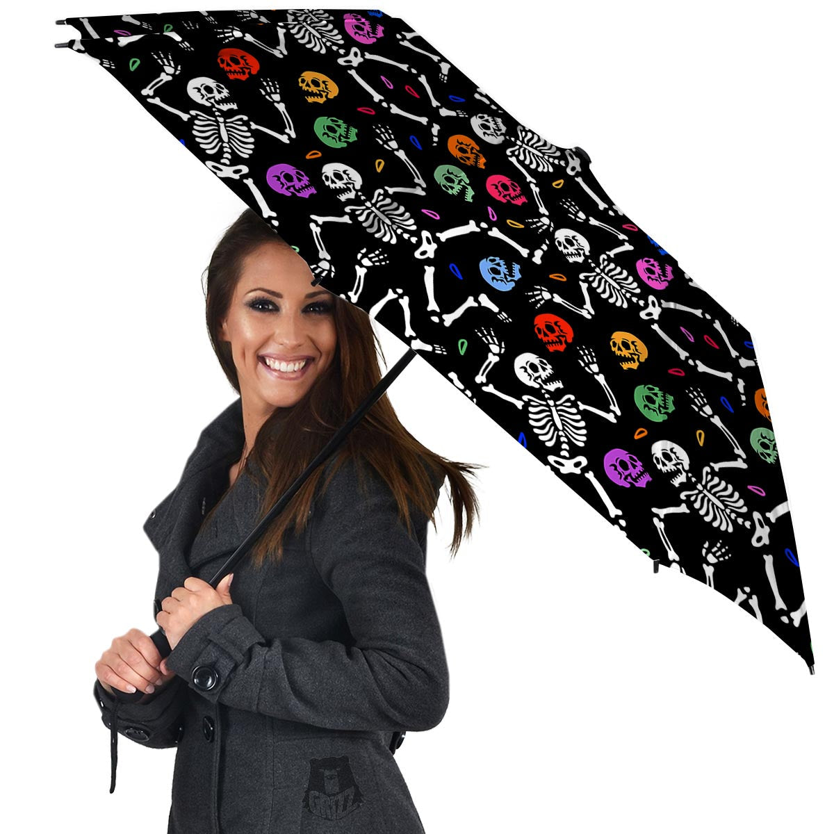 Skeleton Dancing Trippy Print Pattern Umbrella-grizzshop