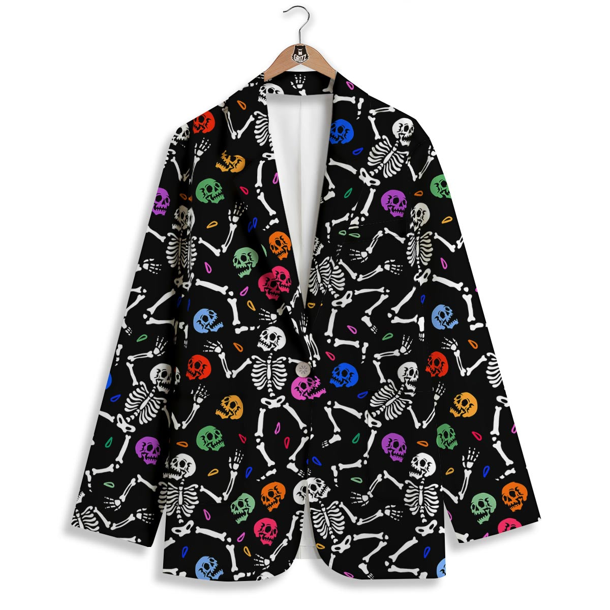 Skeleton Dancing Trippy Print Pattern Women's Blazer-grizzshop