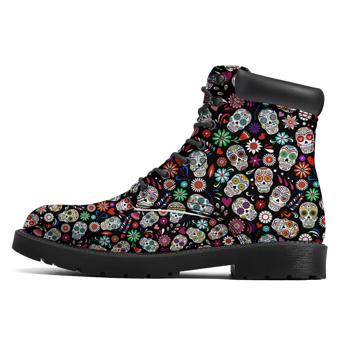 Skeleton Day Of The Dead Print Pattern Boots-grizzshop