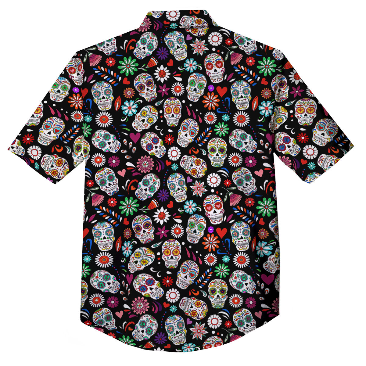 Skeleton Day Of The Dead Print Pattern Button Up Shirt-grizzshop
