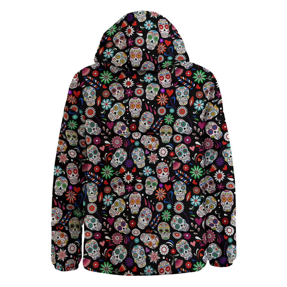 Skeleton Day Of The Dead Print Pattern Down Jacket-grizzshop