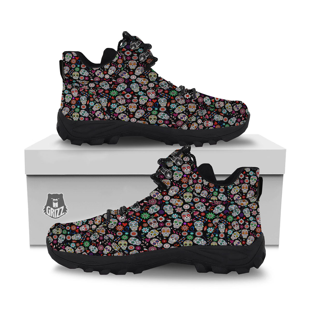 Skeleton Day Of The Dead Print Pattern Hiking Shoes-grizzshop