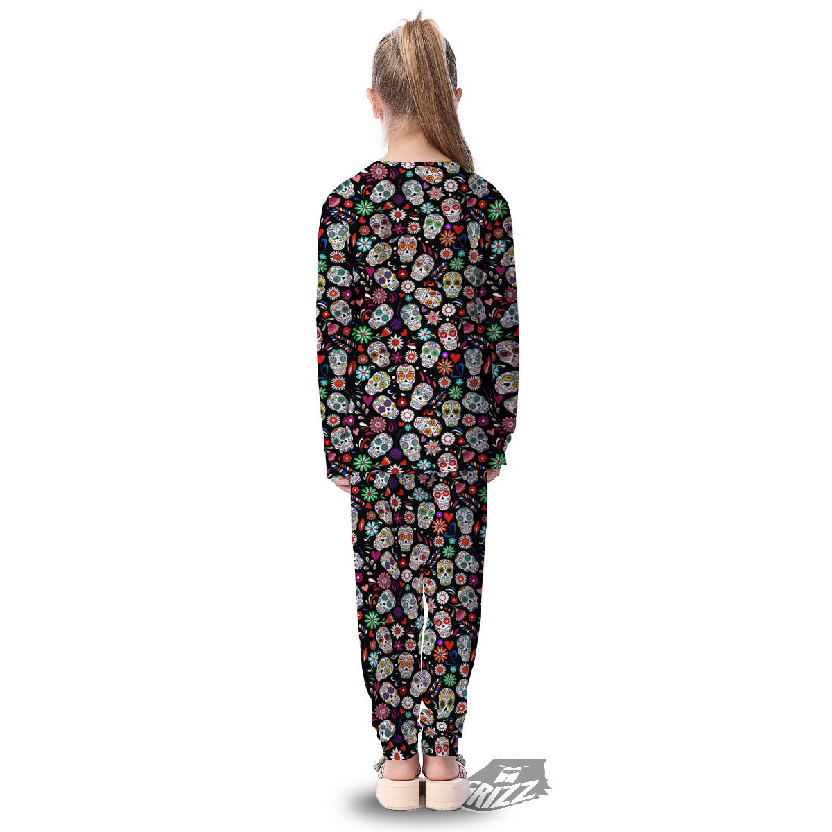 Skeleton Day Of The Dead Print Pattern Kid's Pajamas-grizzshop