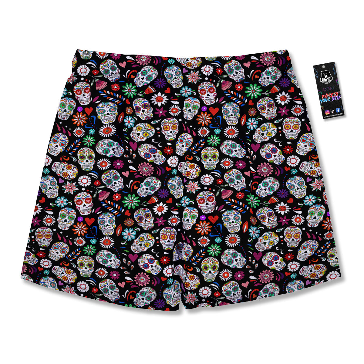 Skeleton Day Of The Dead Print Pattern Men's Running Shorts-grizzshop