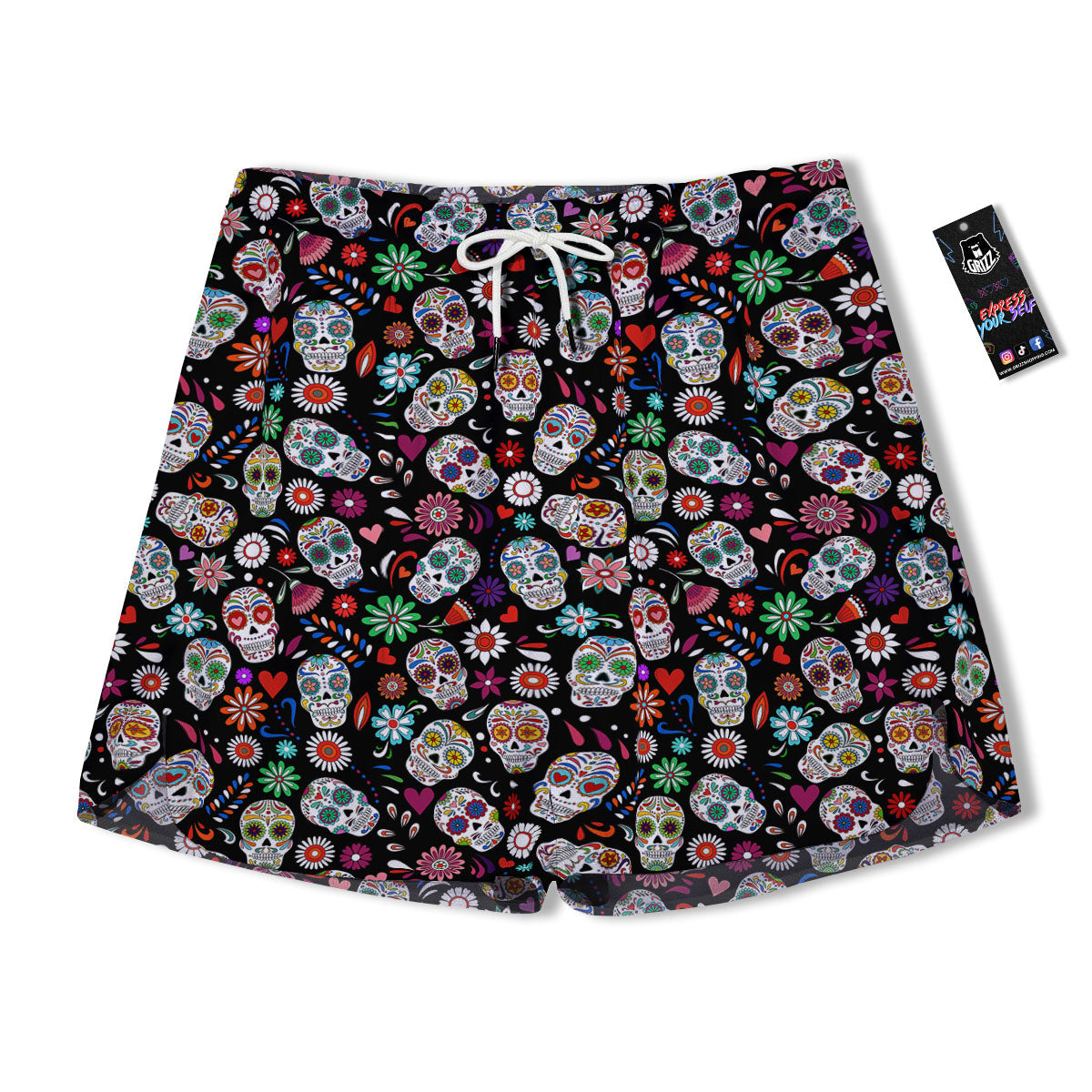 Skeleton Day Of The Dead Print Pattern Men's Running Shorts-grizzshop