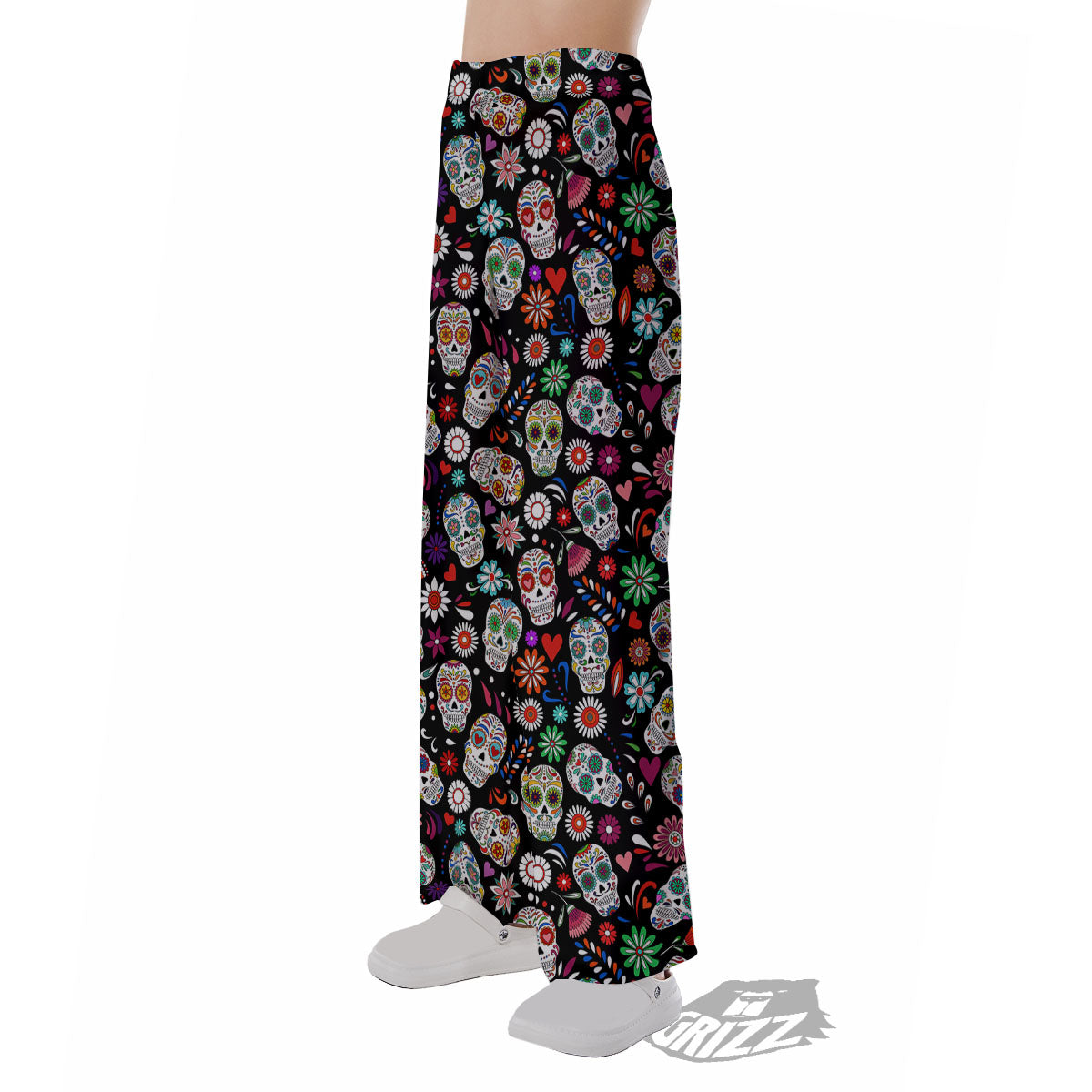 Skeleton Day Of The Dead Print Pattern Pajama Pants-grizzshop