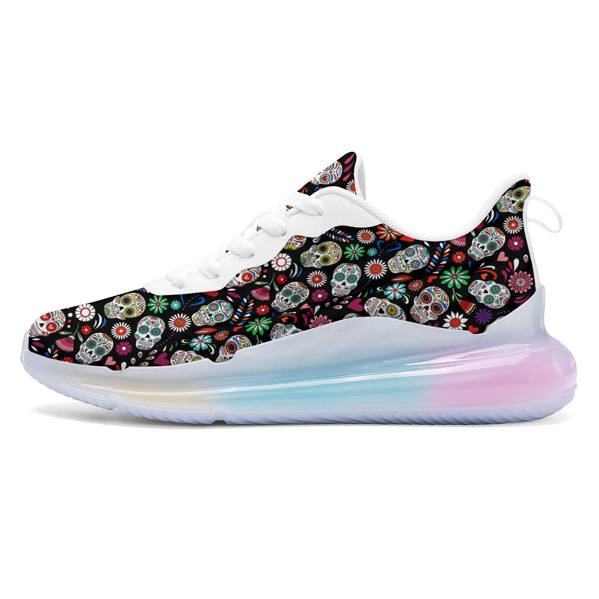 Skeleton Day Of The Dead Print Pattern Running Sneakers-grizzshop