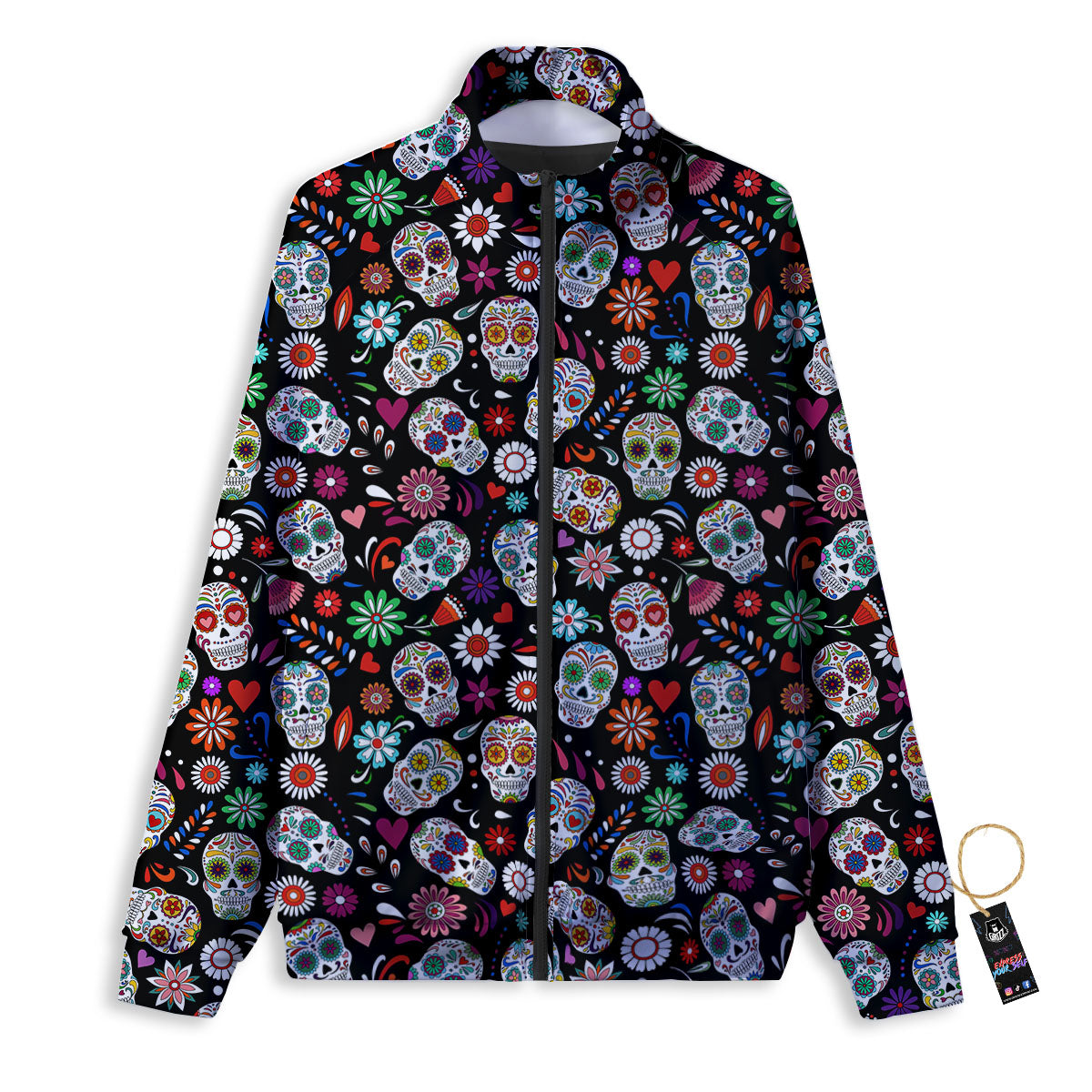 Skeleton Day Of The Dead Print Pattern Track Jacket-grizzshop