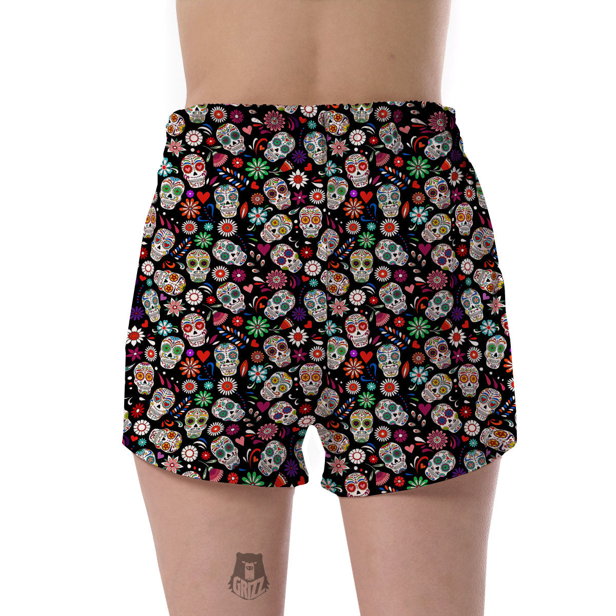 Skeleton Day Of The Dead Print Pattern Women's Shorts-grizzshop