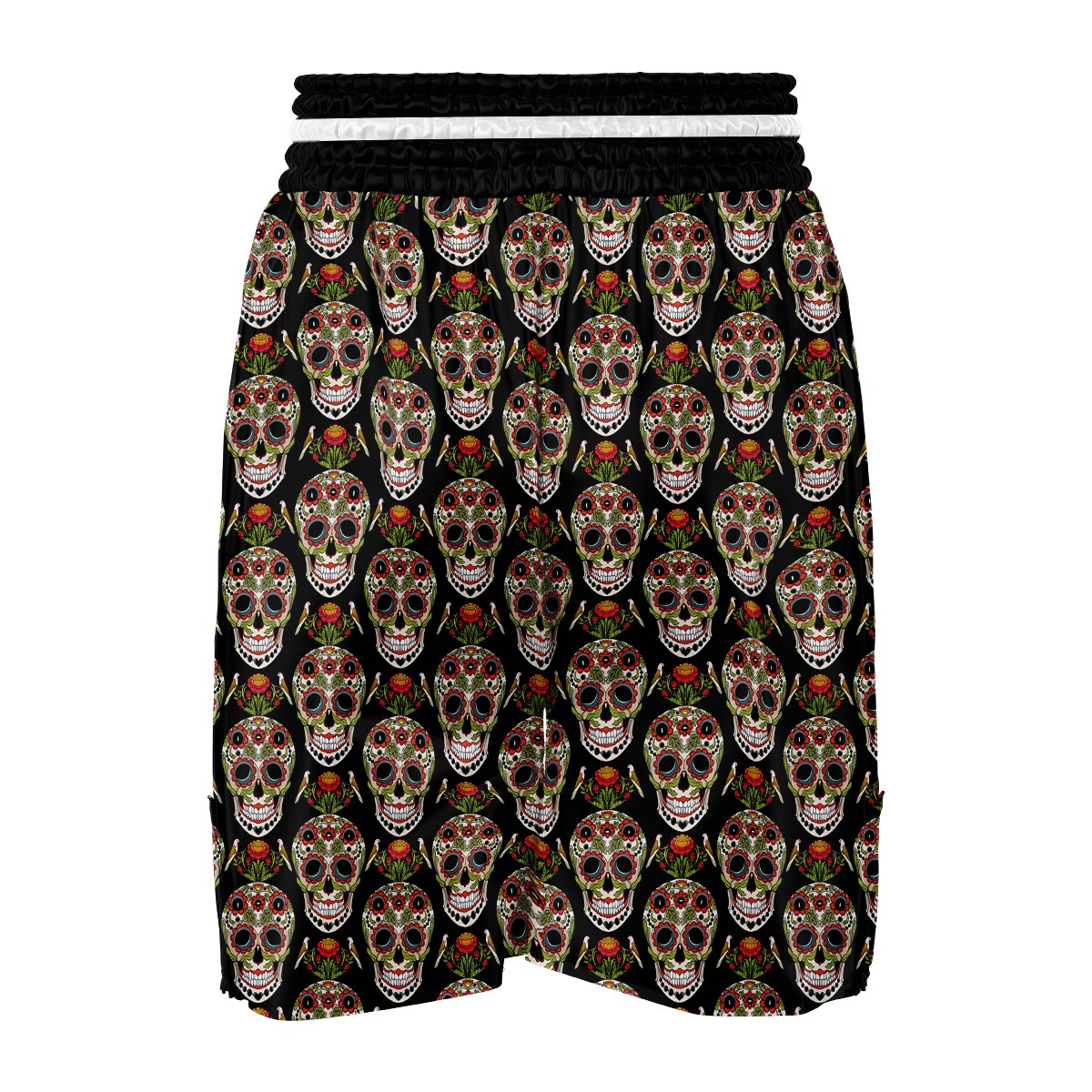 Skeleton Floral Rose Sugar Skull Girly Pattern Print Boxing Shorts-grizzshop