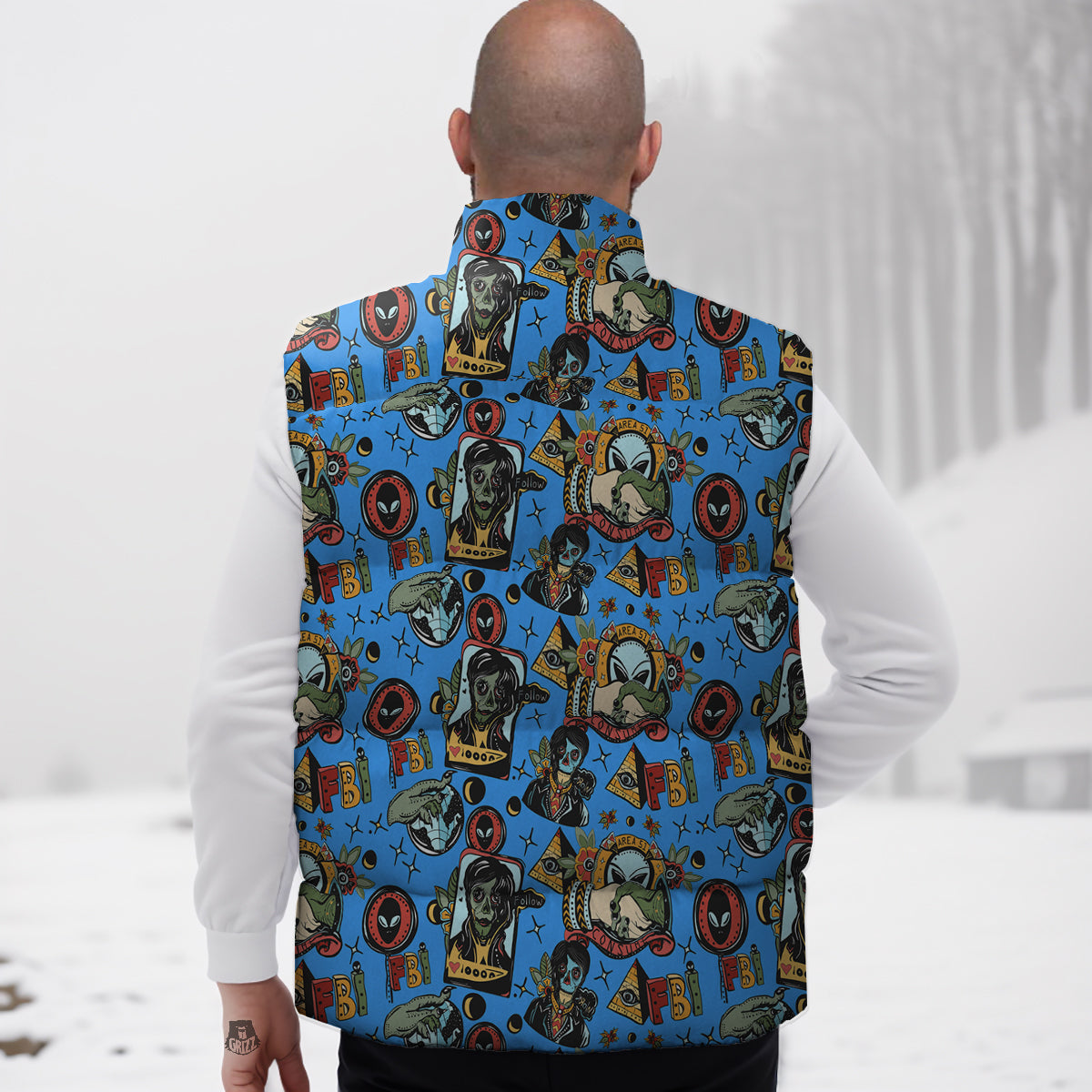 Skeleton Floral Rose Sugar Skull Girly Pattern Print Down Vest