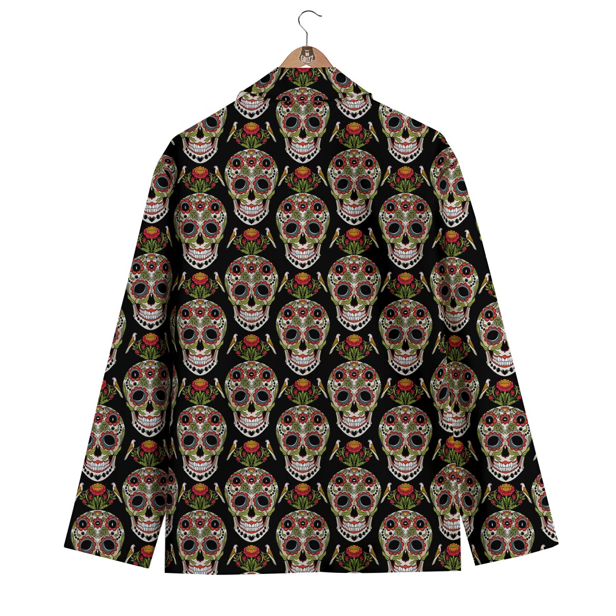 Skeleton Floral Rose Sugar Skull Girly Pattern Print Men's Blazer-grizzshop