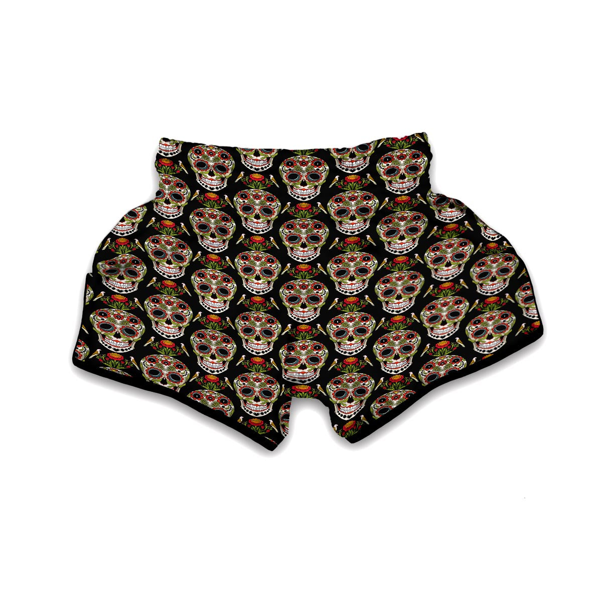 Skeleton Floral Rose Sugar Skull Girly Pattern Print Muay Thai Boxing Shorts-grizzshop