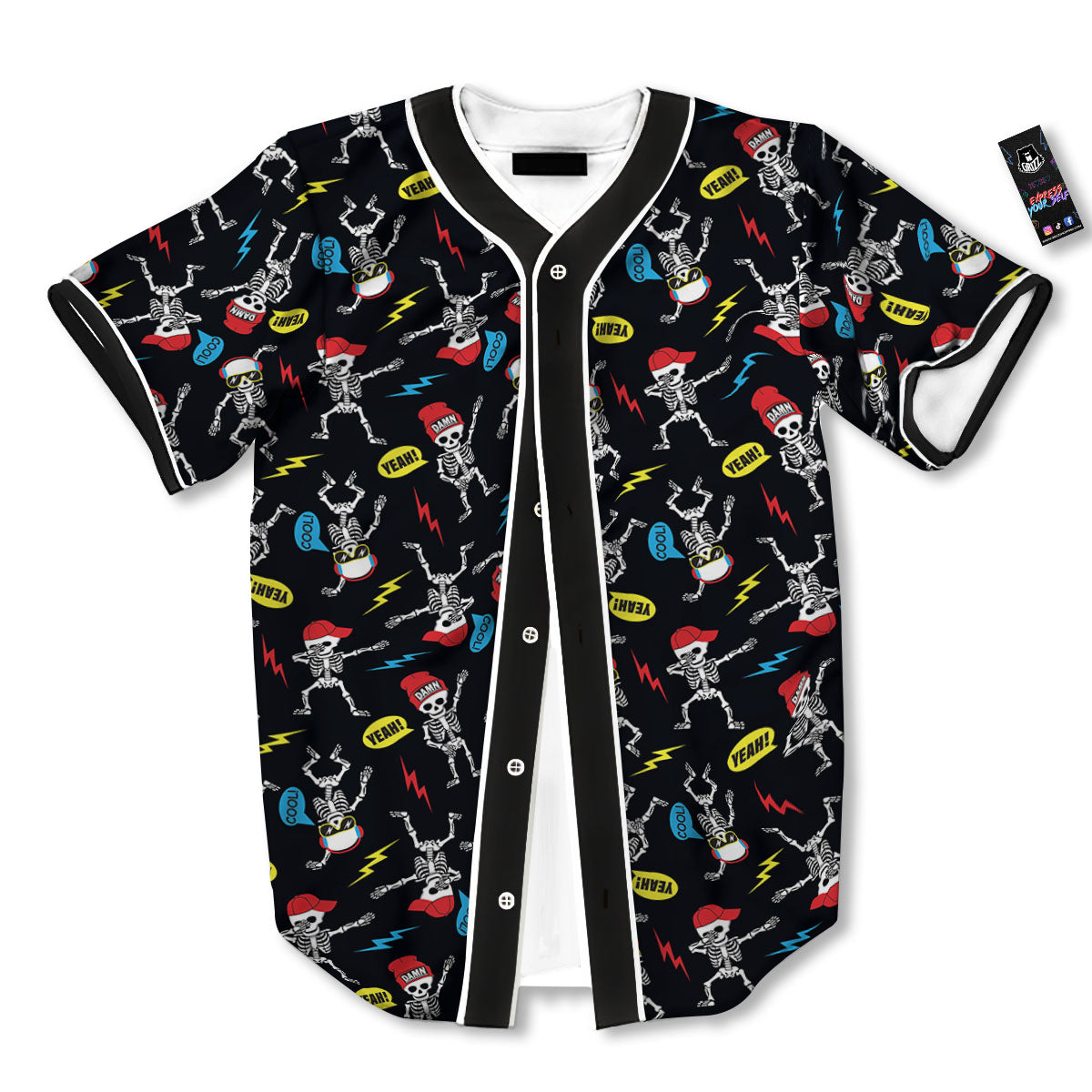 Skeleton Party Fun Print Pattern Baseball Jersey-grizzshop