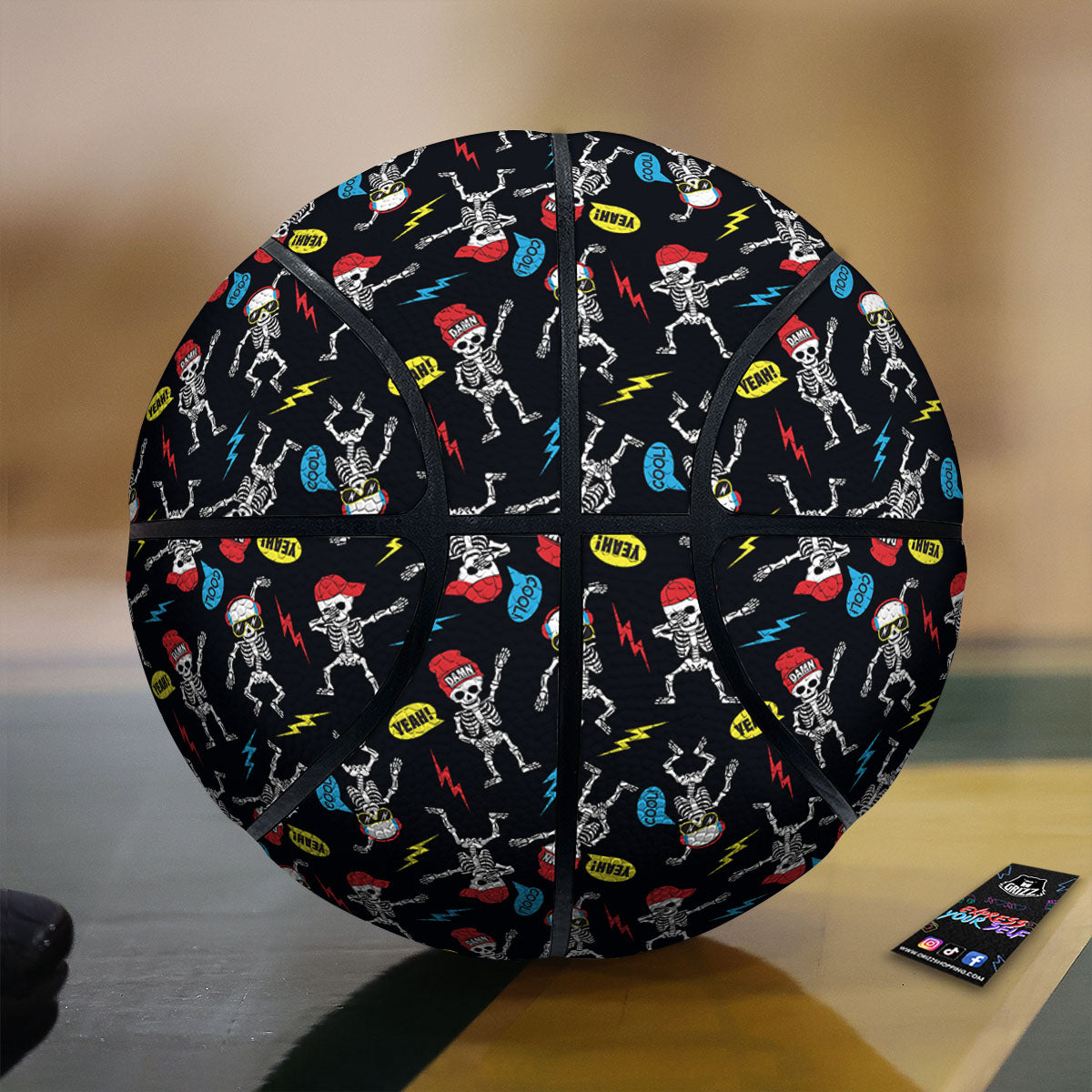 Skeleton Party Fun Print Pattern Basketball-grizzshop
