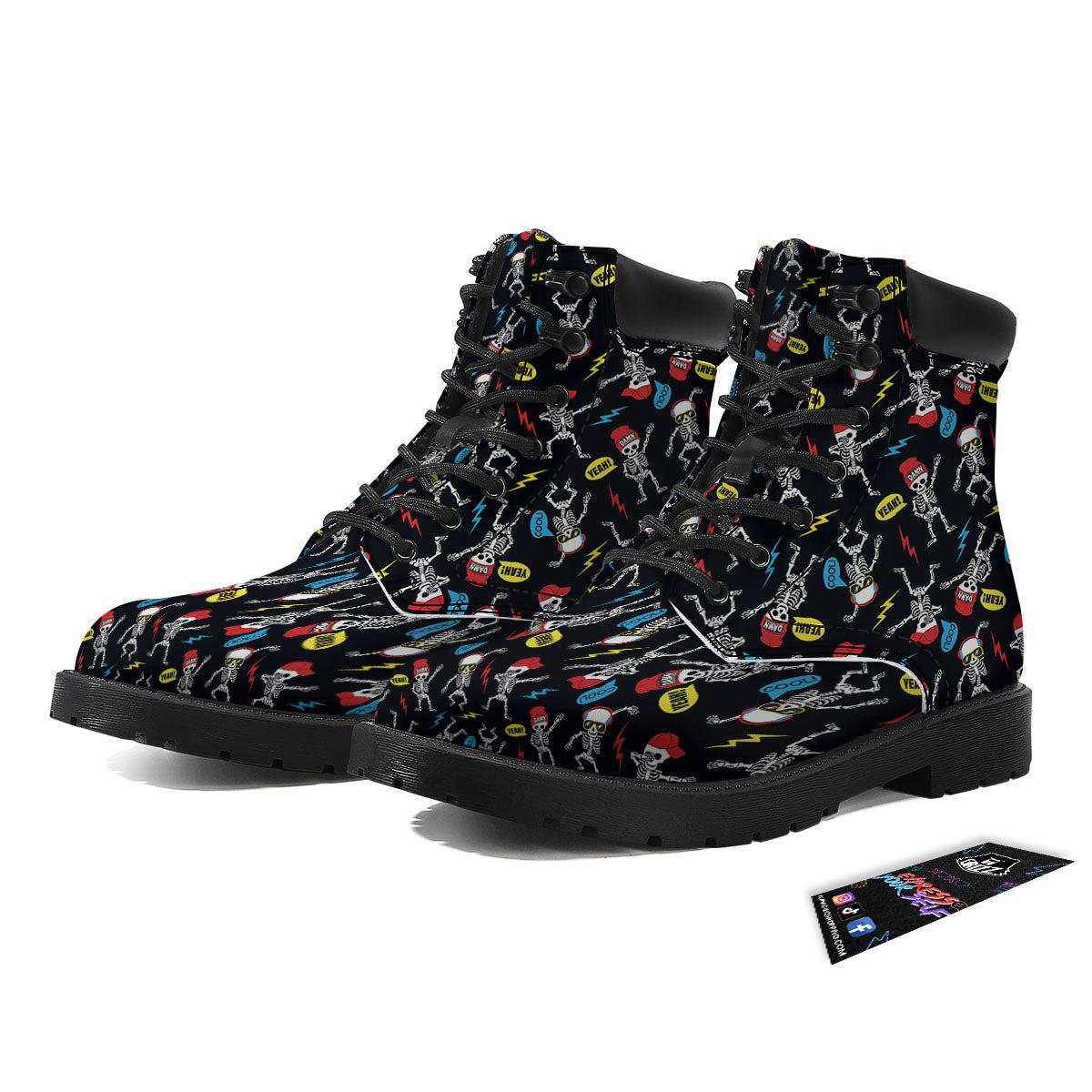 Skeleton Party Fun Print Pattern Boots-grizzshop
