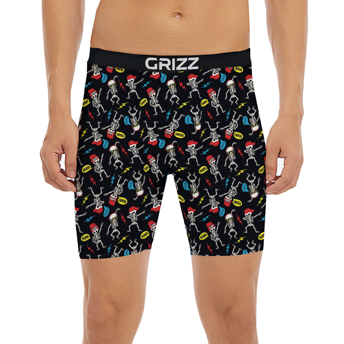 Skeleton Party Fun Print Pattern Boxer Briefs-grizzshop