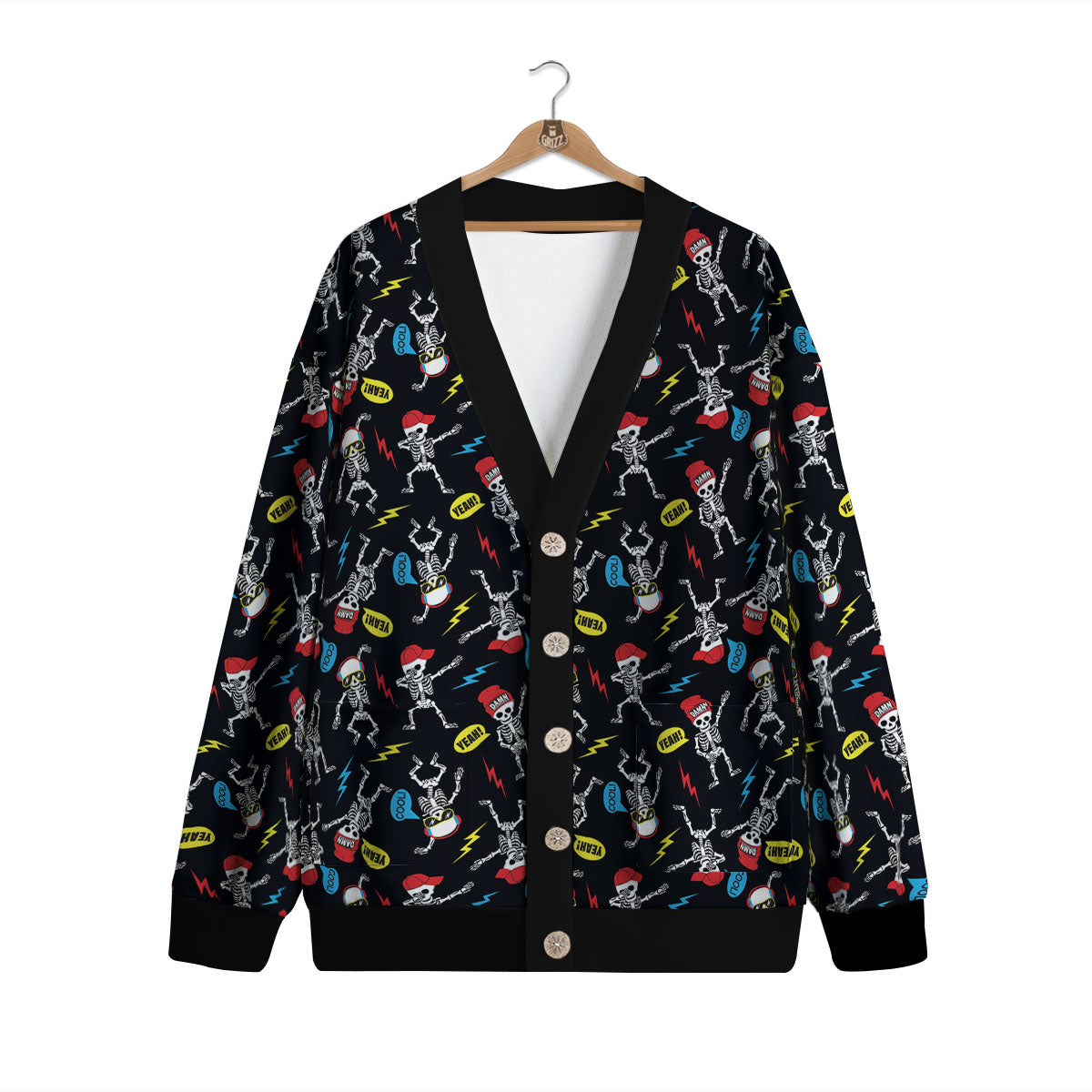 Skeleton Party Fun Print Pattern Cardigan-grizzshop