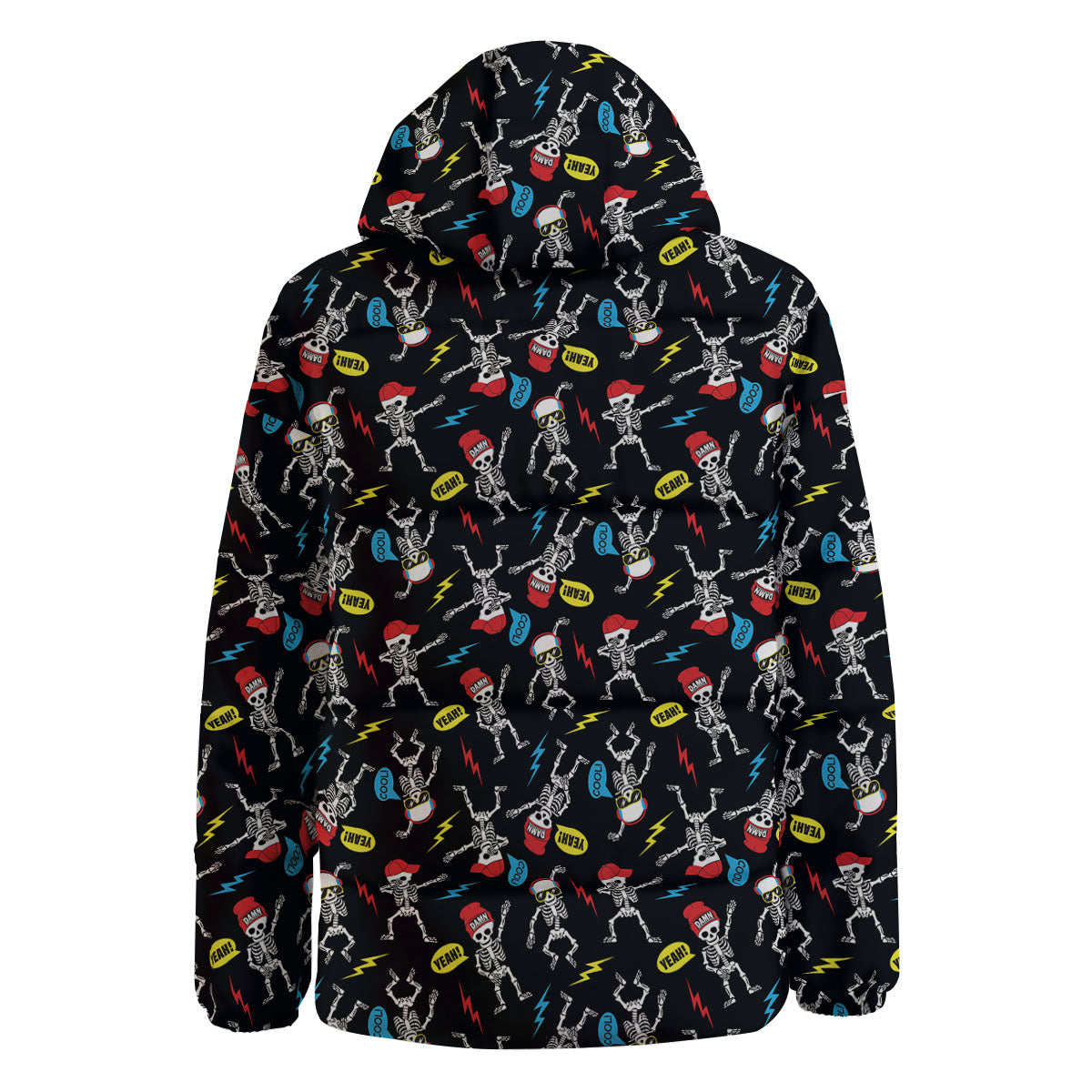 Skeleton Party Fun Print Pattern Down Jacket-grizzshop