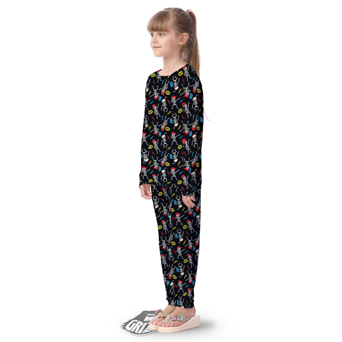 Skeleton Party Fun Print Pattern Kid's Pajamas-grizzshop