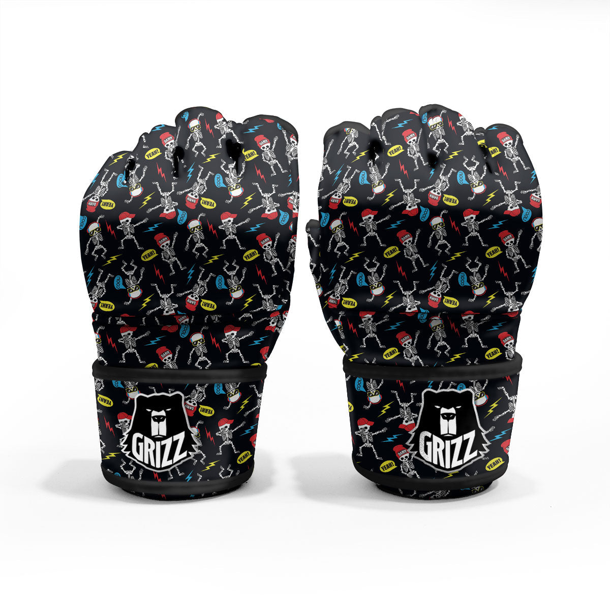 Skeleton Party Fun Print Pattern MMA Gloves-grizzshop