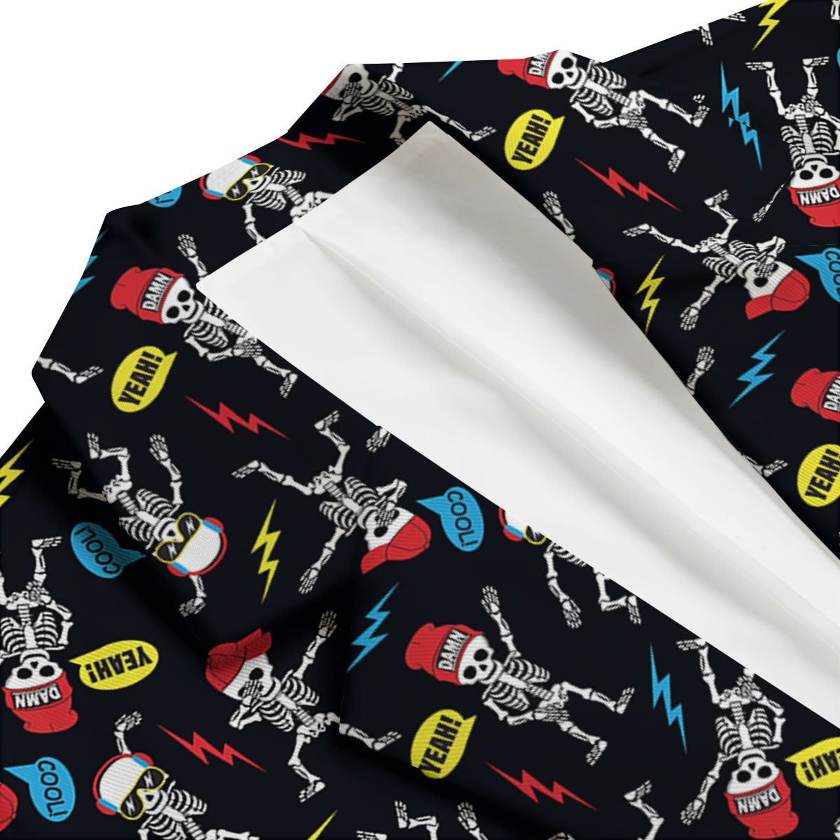 Skeleton Party Fun Print Pattern Men's Blazer-grizzshop