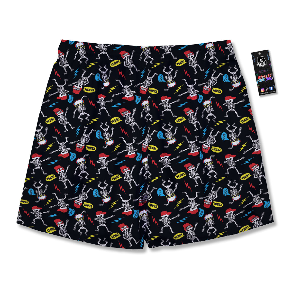 Skeleton Party Fun Print Pattern Men's Running Shorts-grizzshop