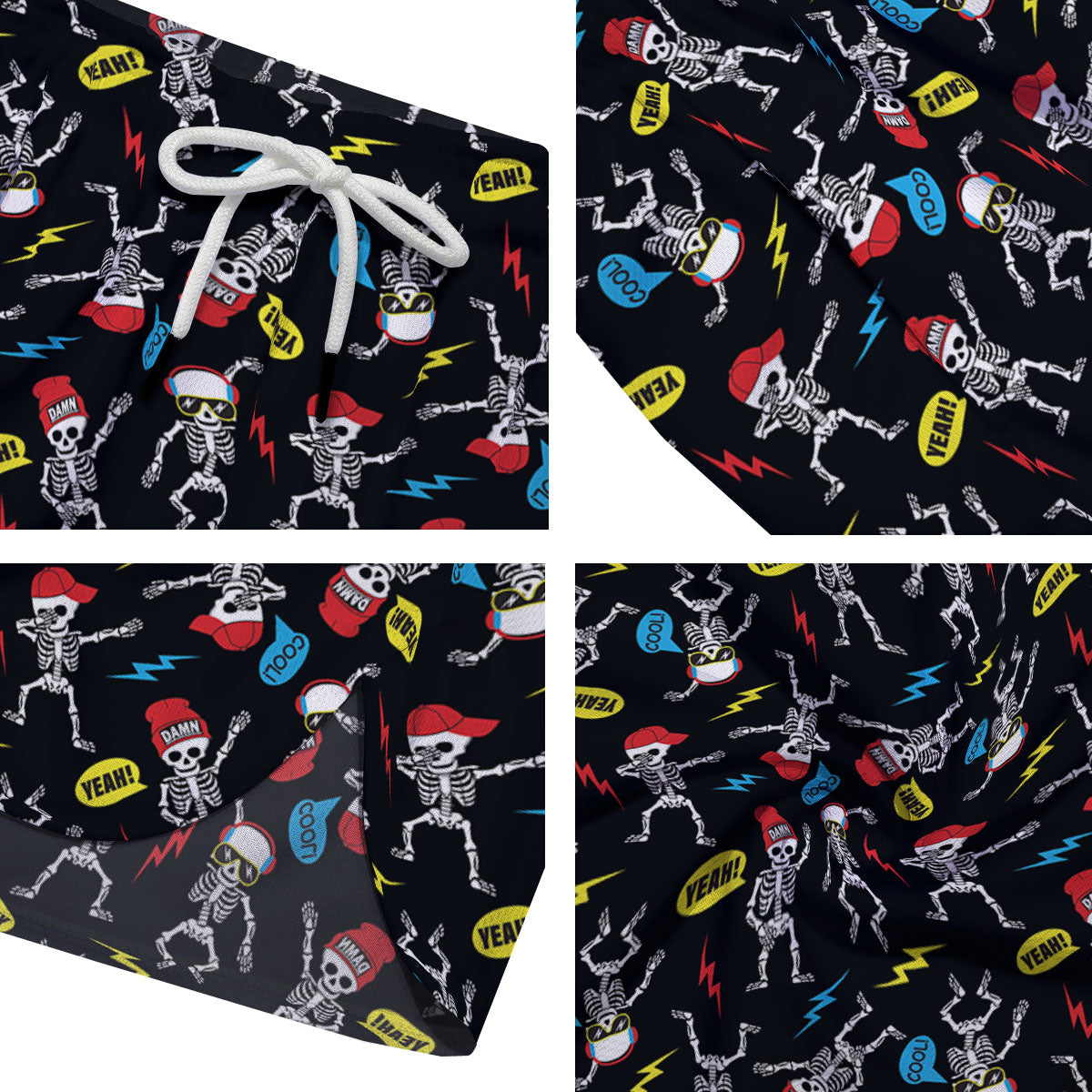Skeleton Party Fun Print Pattern Men's Running Shorts-grizzshop