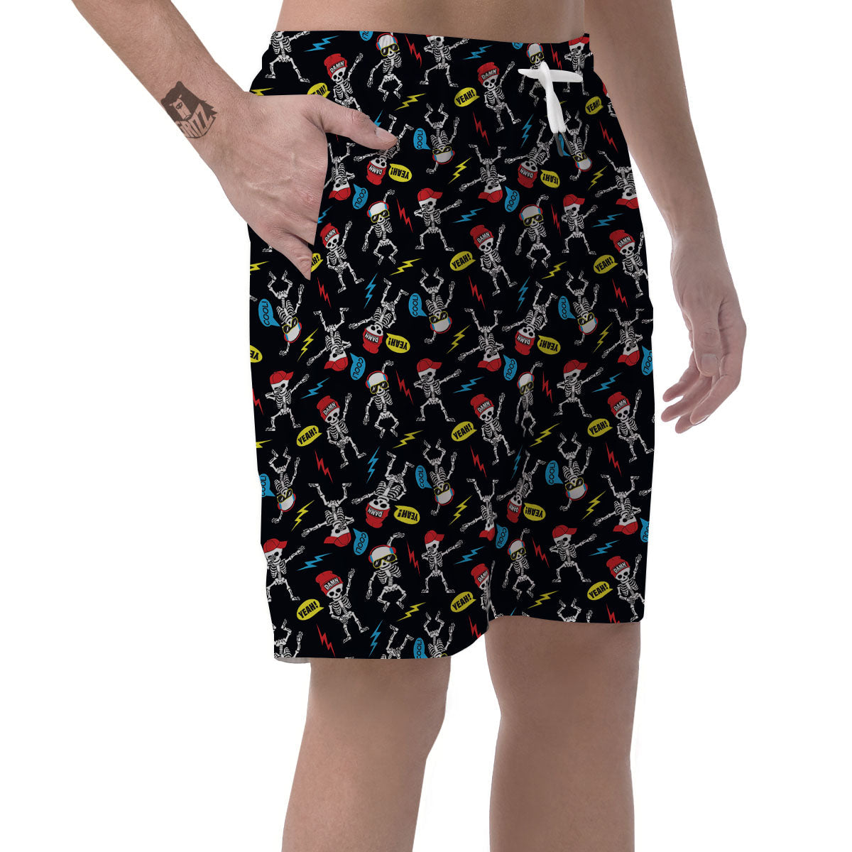 Skeleton Party Fun Print Pattern Men's Shorts-grizzshop
