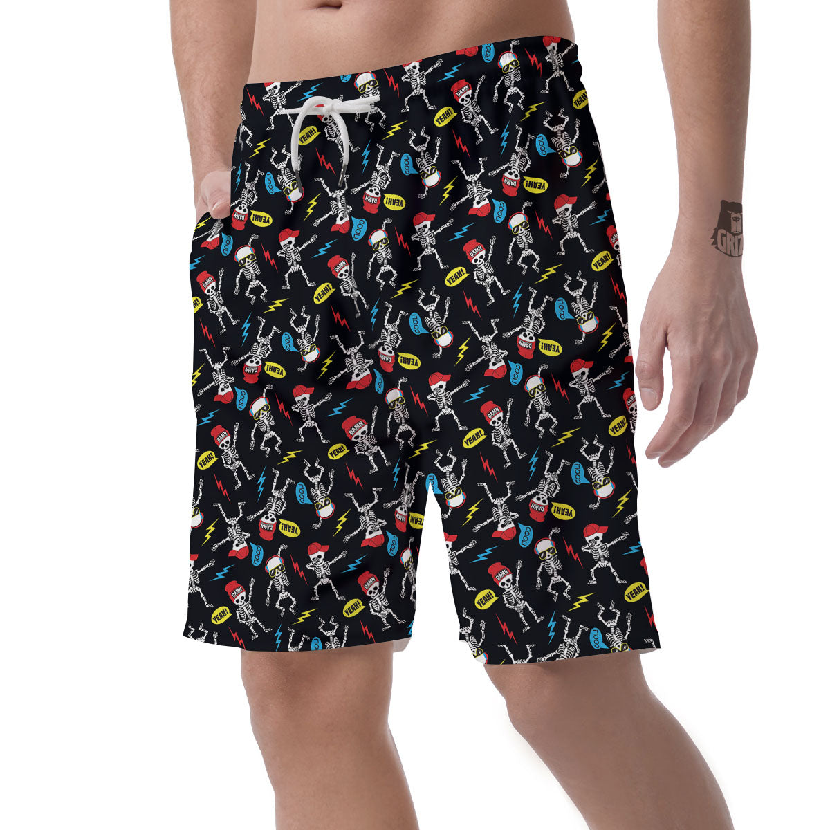 Skeleton Party Fun Print Pattern Men's Shorts-grizzshop