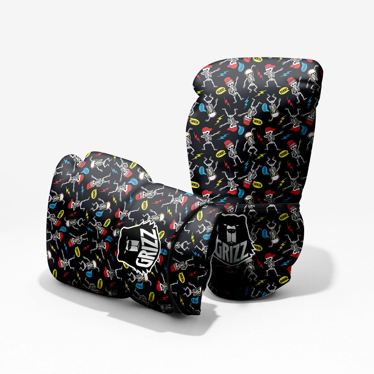 Skeleton Party Fun Print Pattern Pro Boxing Glove