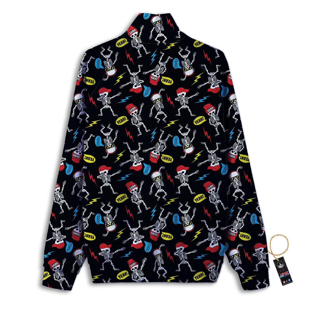Skeleton Party Fun Print Pattern Track Jacket-grizzshop