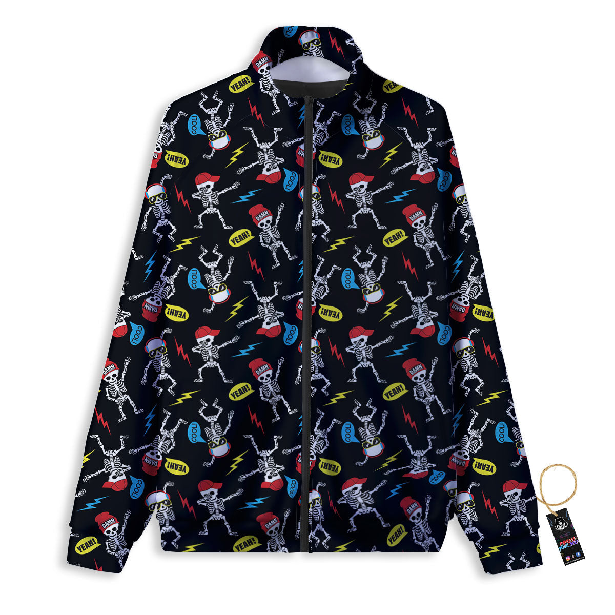 Skeleton Party Fun Print Pattern Track Jacket-grizzshop