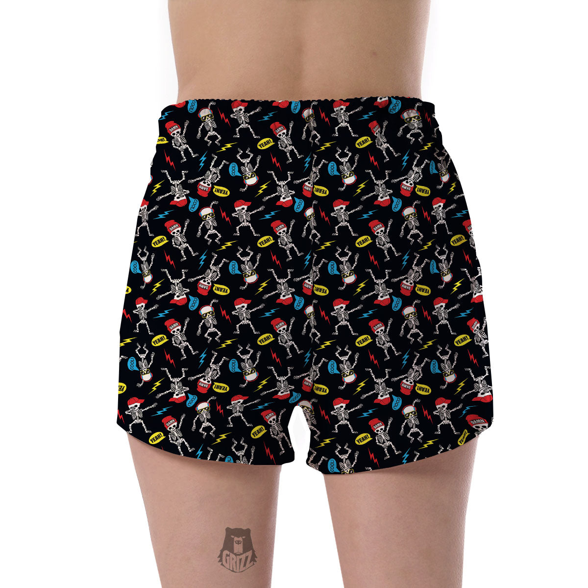 Skeleton Party Fun Print Pattern Women's Shorts-grizzshop