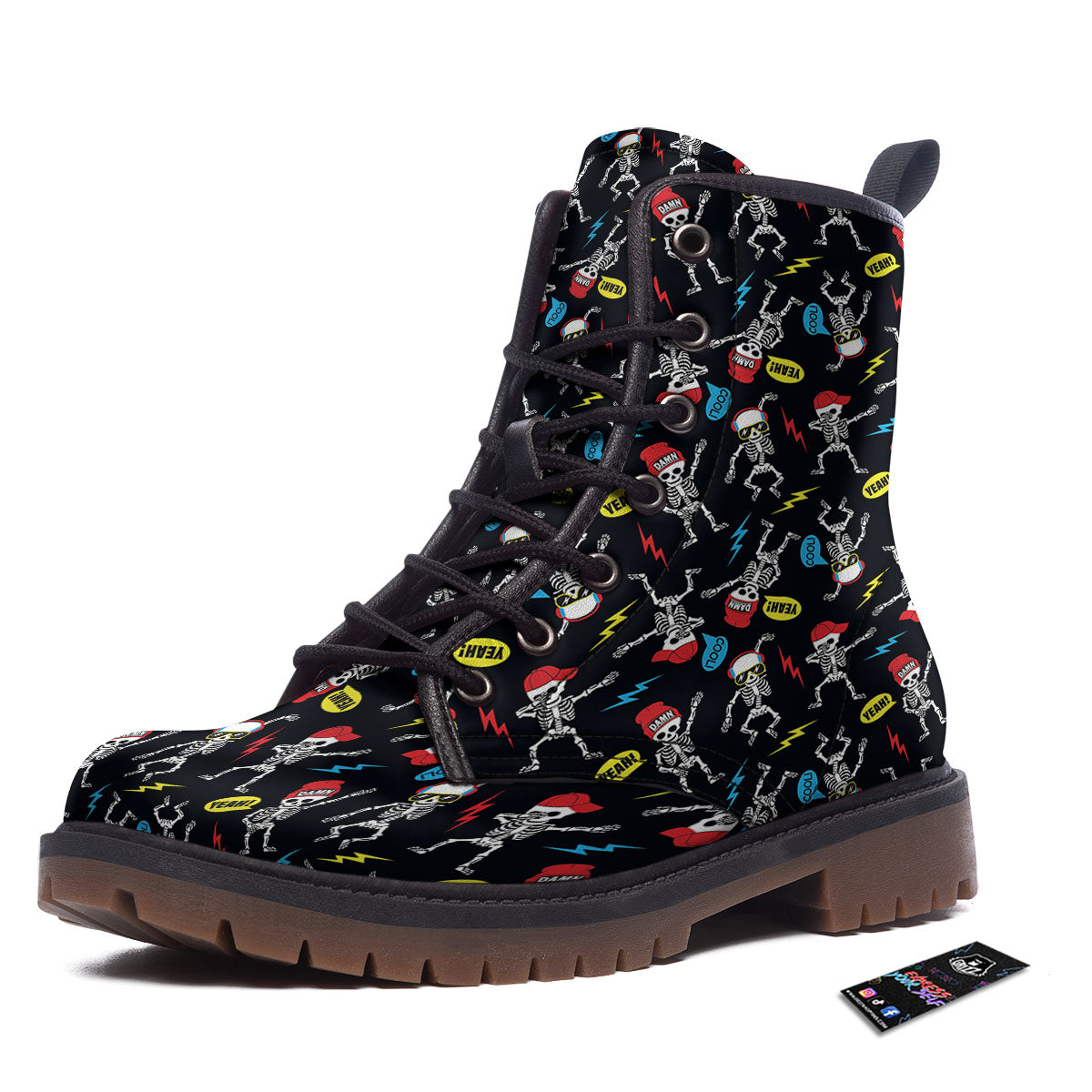 Skeleton Party Fun Print Pattern Work Boots-grizzshop