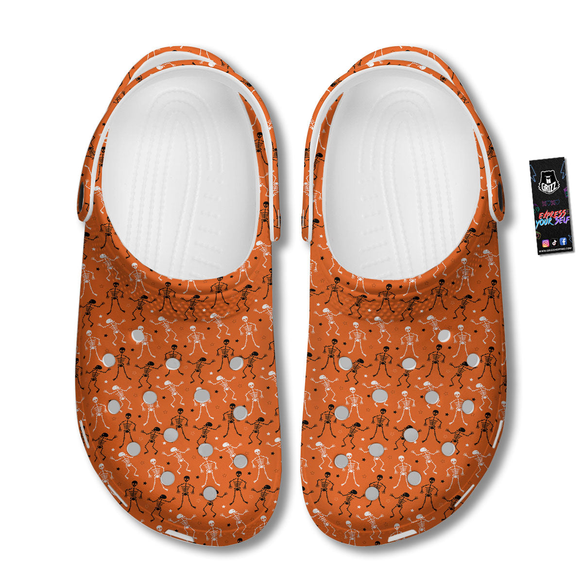 Skeleton Party Halloween Print Pattern Clog-grizzshop