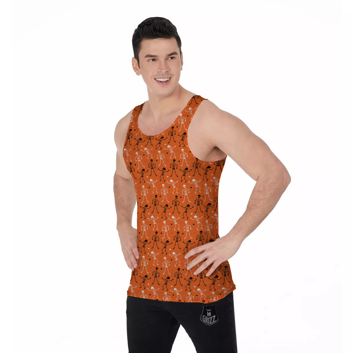 Skeleton Party Halloween Print Pattern Men's Tank Top-grizzshop