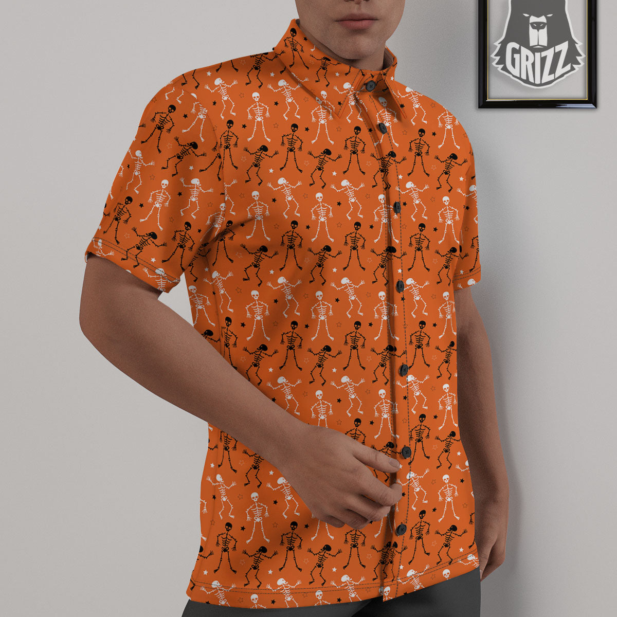 Skeleton Party Halloween Print Pattern Untucked Shirts-grizzshop
