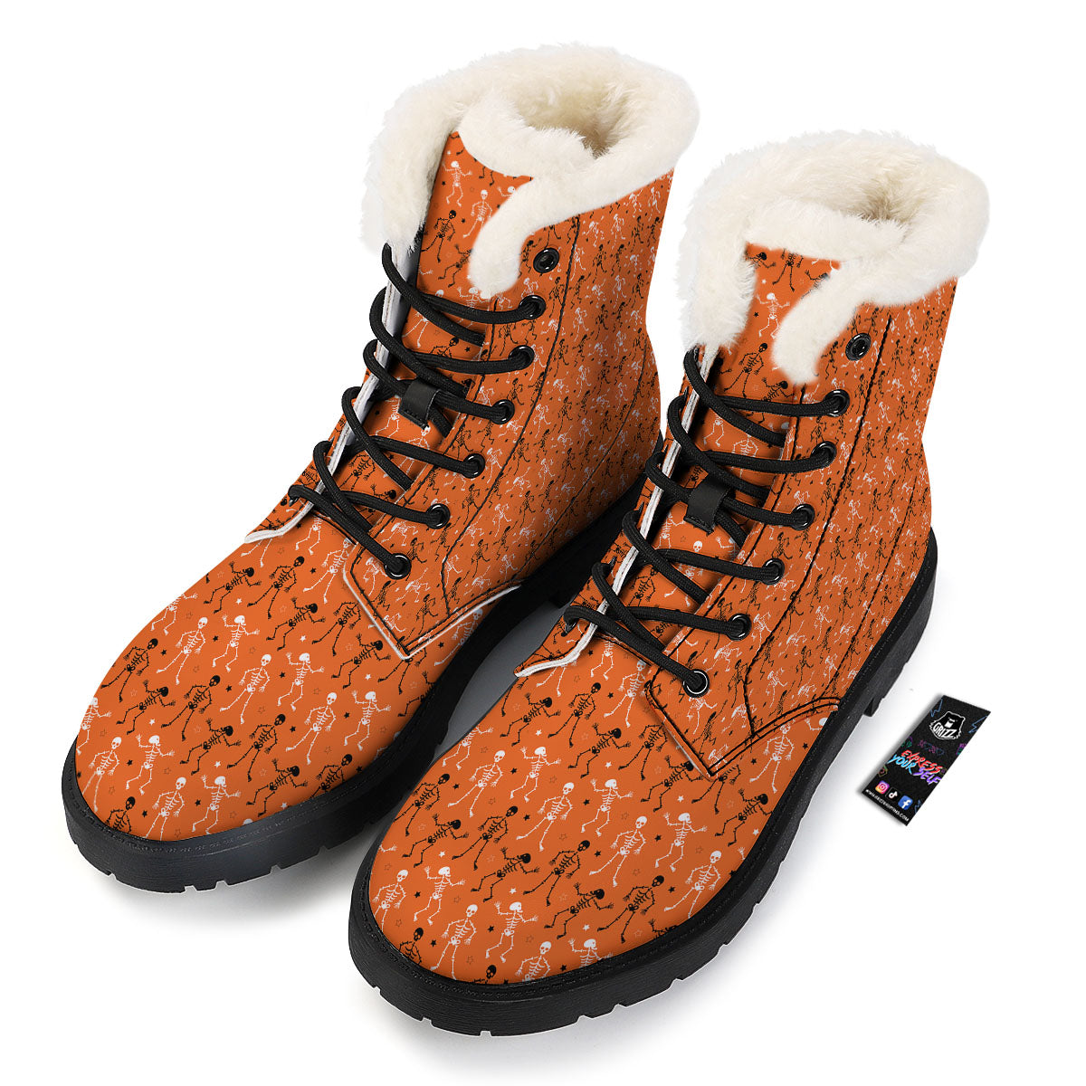 Skeleton Party Halloween Print Pattern Winter Boots-grizzshop