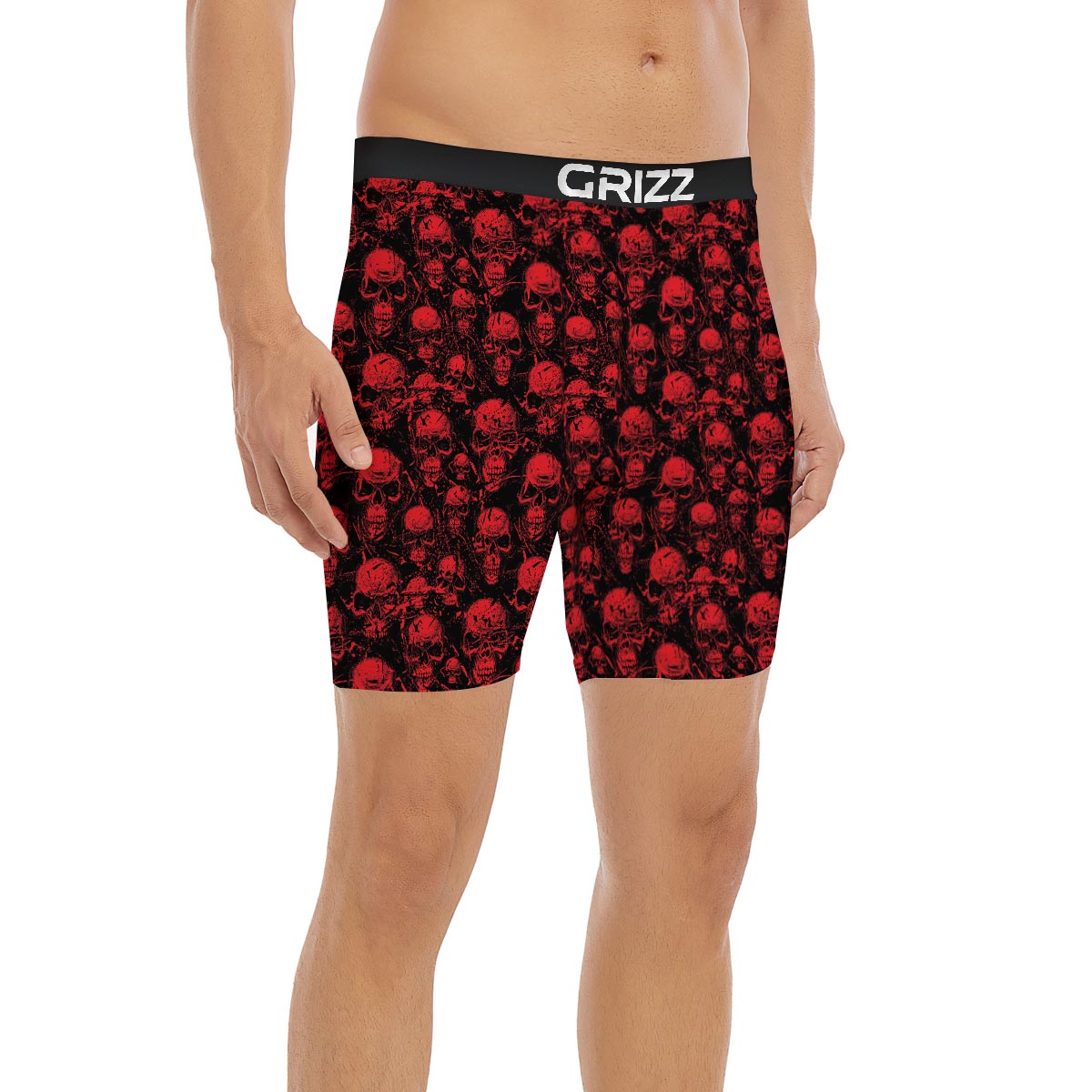Skeleton Scary Print Pattern Boxer Briefs-grizzshop