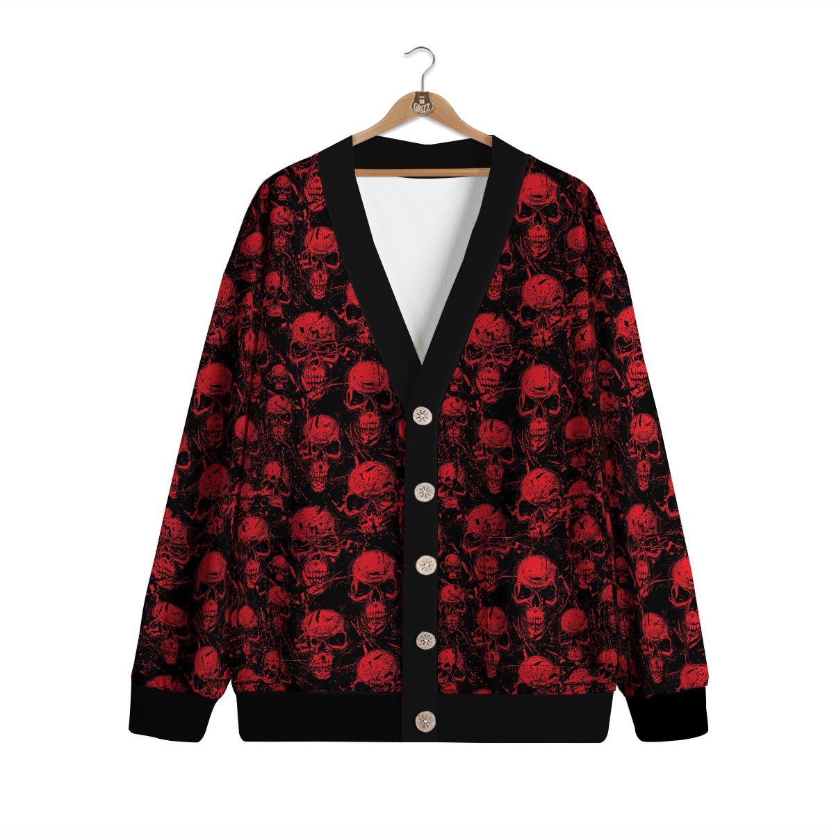 Skeleton Scary Print Pattern Cardigan-grizzshop